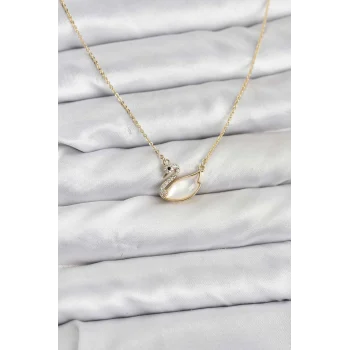 Pirinç Gold Renk Kuğu Model Kadın Kolye