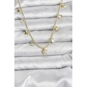 Pirinç Gold Renk Yıldız Model Kadın Kolye