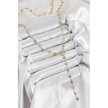 Pirinç Gold Renk Yıldızlı Kadın Y Kolye