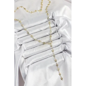 Pirinç Gold Renk Yıldızlı Kadın Y Kolye