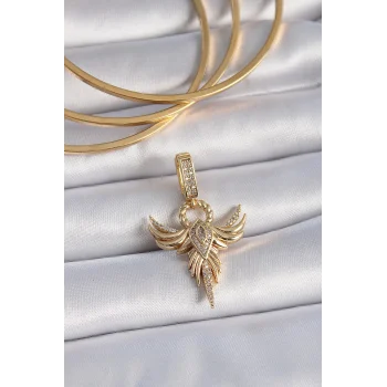 Pirinç Gold Renk Zirkon Taşlı Anka Kuşu Model Ajda Charm