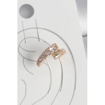 Pirinç Gold Renk Zirkon Taşlı Kadın Kıkırdak Küpe