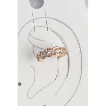 Pirinç Gold Renk Zirkon Taşlı Kadın Kıkırdak Küpe