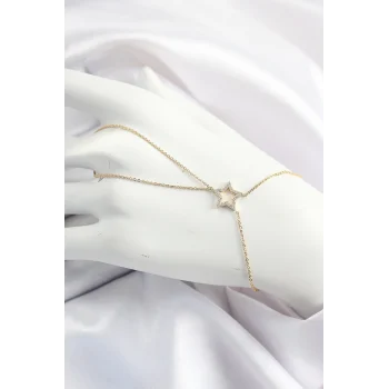 Pirinç Gold Renk Zirkon Taşlı Yıldız Model Şahmeran
