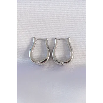 Pirinç Gümüş Renk İçi Boş Gül Küpe