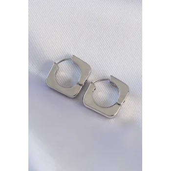 Pirinç Gümüş Renk Kare Küpe