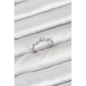 Pirinç Gümüş Renk Manifest Kadın Yüzük