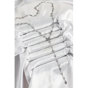 Pirinç Gümüş Renk Yıldızlı Kadın Y Kolye