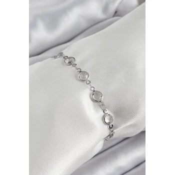 Pirinç Gümüş Renk Zirkon Taşlı Bileklik
