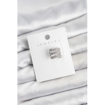 Pirinç Gümüş Renk Zirkon Taşlı Earcuff Kıkırdak Küpe