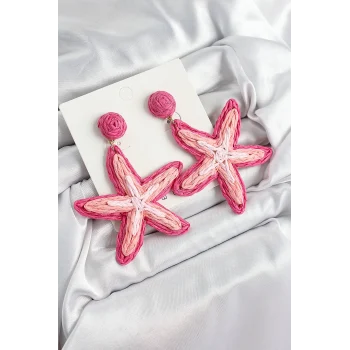 Pirinç Pembe Deniz Yıldızı Model Gold Renk Kadın Hasır Küpe