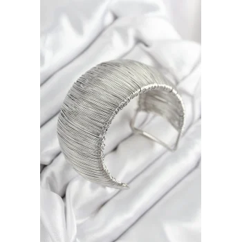 Pirinç Tel Sarma Model Gümüş Renk Kadın Bileklilk