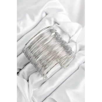 Pirinç Tel Sarma Model Gümüş Renk Kadın Bileklilk