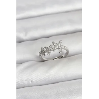 Pirinç Yıldız Model Gümüş Renk Kadın Yüzük