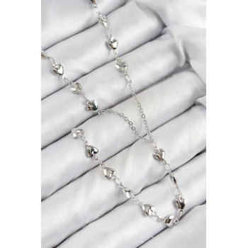 Pirinç Zirkon Taşlı Kalp Model Gümüş Renk Y Kolye