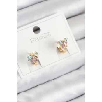 Pirinç Zirkon Taşlı Kelebek Model Gold Renk Çocuk Küpe