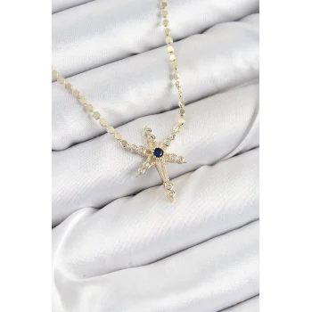 Pirinç Zirkon Taşlı Kutup Yıldızı Model Ezme Zincir Gold Renk Kadın Kolye