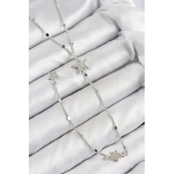 Pirinç Zirkon Taşlı Yıldız Model Gold Renk Y Kolye