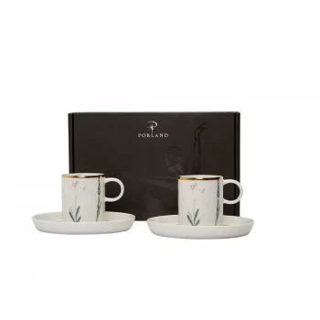 Porland Botanical Desen Kahve Takımı 4 Parça