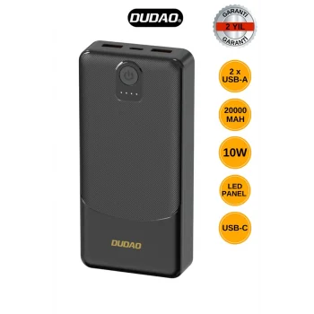 Powerbank Dudao K10pro 2.4a 20000mah 2 X Usb-a - Siyah