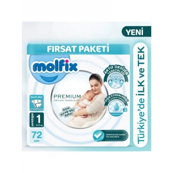 Premium Bebek Bezi Fırsat Paketi 1 Beden 2-5 Kg 72 Adet