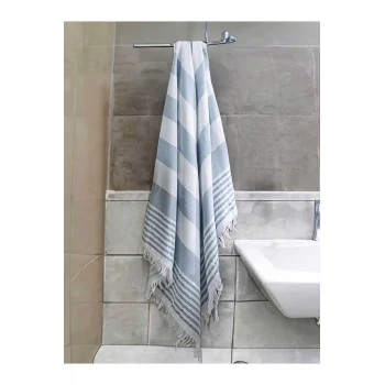 Pure Linen 90x170 cm Doğal Pamuk Peştamal Havlu Mavi