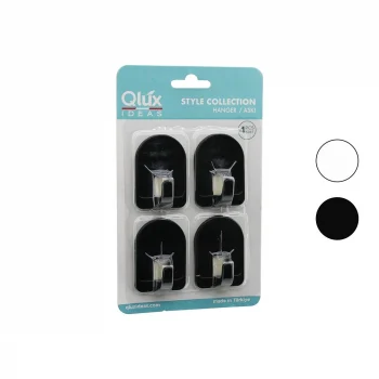 Qlux L-00950 4pcs Dome Askı No-2 Kubbeli - Siyah - Beyaz - Plastik Askı Yapışkanlı Montaj