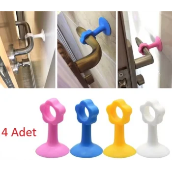 Renkli Vantuzlu Geçmeli Kapı Kolu Stoper 4lü Set