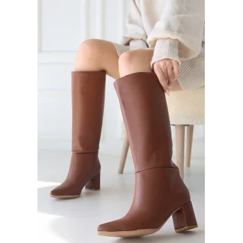 Roksa Taba Cilt Topuklu Çizme