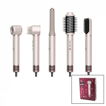 Rose Gold Air Brush 5in1=bukle-hacimle-düzleştir-2-fırça Saç Kurutma - Şekil Makinesi 1300w3-kdm.hız - Derece Shd-1729