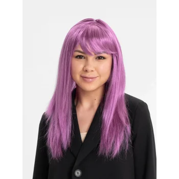 Rose Pembe Renk Düz Kesim Uzun Parti Peruğu Takma Saç