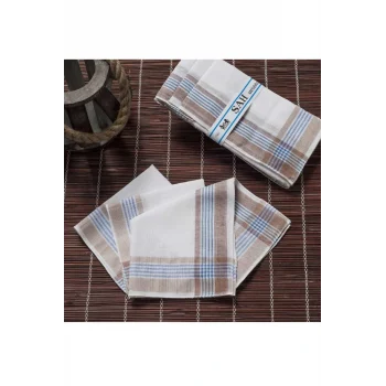 Şah 30x30 cm. Bir Düzine 12 Adet Mendil Şah Kahve