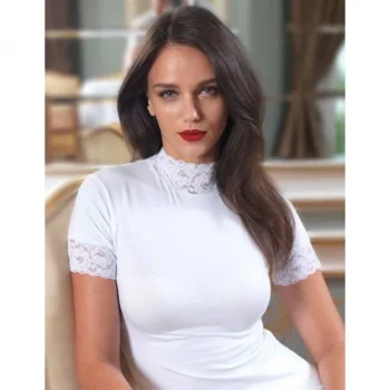 Şahinler Bayan Dantelli Yarım Kollu Bluz B628