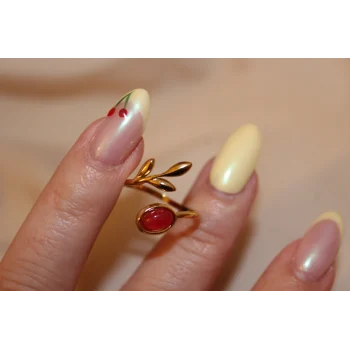 Shyla Ayarlanabilir Doğal Taş Görünümlü Yaprak Yüzük