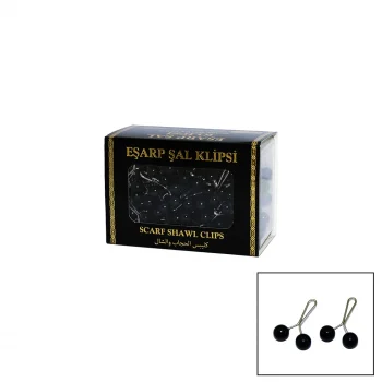 Siyah 100 Parça  Eşarp Başörtü - Şal Klipsi