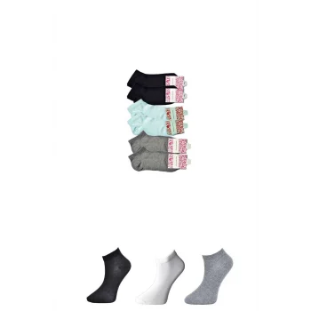 Siyah Gri ve Beyaz Kadın Bilek Çorap 6 çift