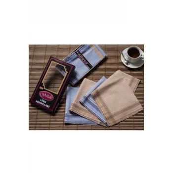 Siyah Kutulu 42x42 cm Düzine 12 Adet Kumaş Mendil-GM 07