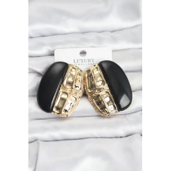 Siyah Renk Pirinç Vintage Kadın Küpe