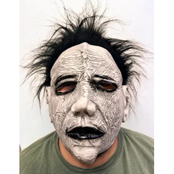 Siyah Saçlı Michael Myers Lateks Yüze Tam Yapışan Et Maske Korku Maskesi