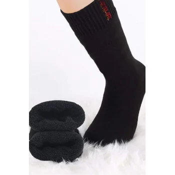 Siyah Termal Kalın Kışlık Havlu Çorap Erkek Kadın Unisex Pamuk