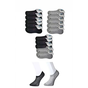 Siyah ve Gri Erkek Görünmez Çorap 15 çift