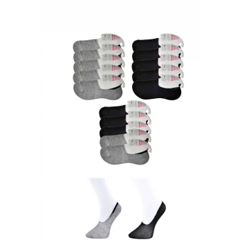 Siyah ve Gri Kadın Babet Çorap 15 çift