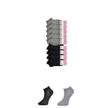 Siyah ve Gri Kadın Bilek Çorap 9 çift