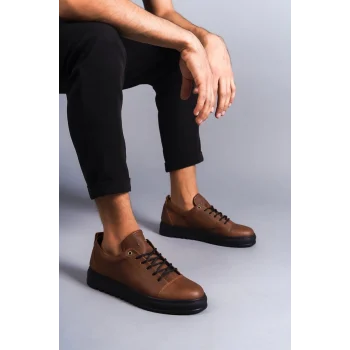 SLW152 Cool Bağcıklı Cilt Erkek Günlük Spor Klasik Ayakkabı CST - Taba