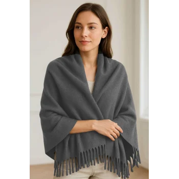 Softiva Polar Omuz Şalı 70x180 cm Unisex Kışlık Şal Antrasit Gri