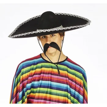 Sombrero Meksika Şapkası Mariachi Gümüş Şeritli Yetişkin Boy