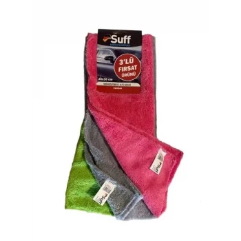 Suff Zambak 3lü Mikrofiber Bez /Oto Kurulama Bezi (40x30cm)