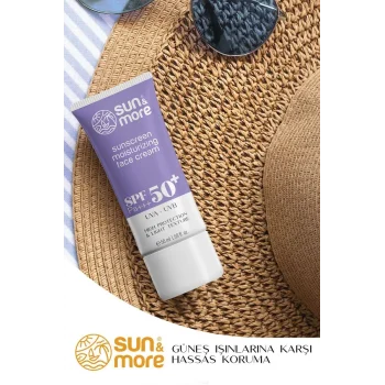 Sun More 50 SPF Güneş Yüz Kremi Kuru Ciltler için 50ML - Güneşin Zararlı Etkilerinden Koruyan Nemlendirici Yüz Kremi
