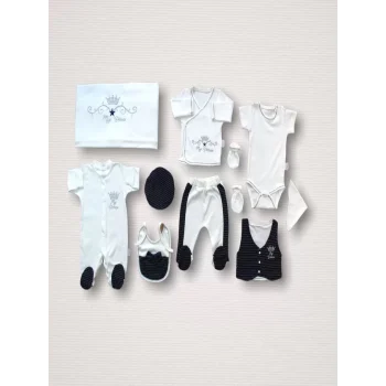 Luz&Pos Süper Prens Nakışlı  10lu Zıbın Takımı Hastane Çıkışı Lacivert