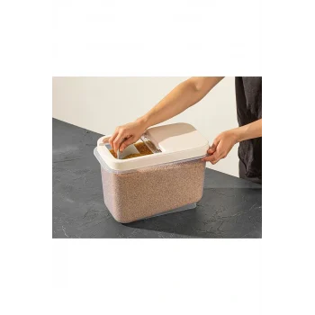 Sürgülü Kapaklı 10 Lt Erzak Bakliyat Un Şeker Saklama Kabı